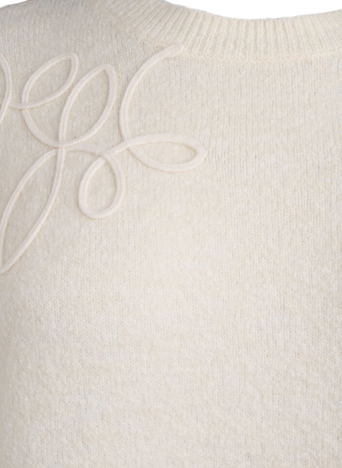 Knitted blouse with sewn-on cord details, Beige, Packshot image number 2