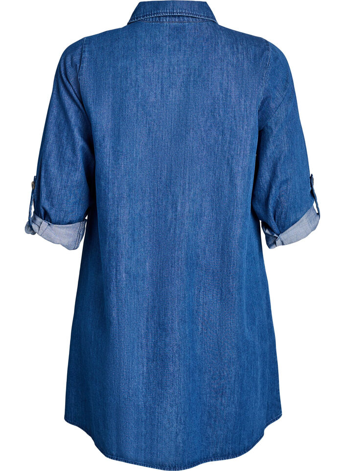 Short denim dress with zip, Blue, Packshot image number 1