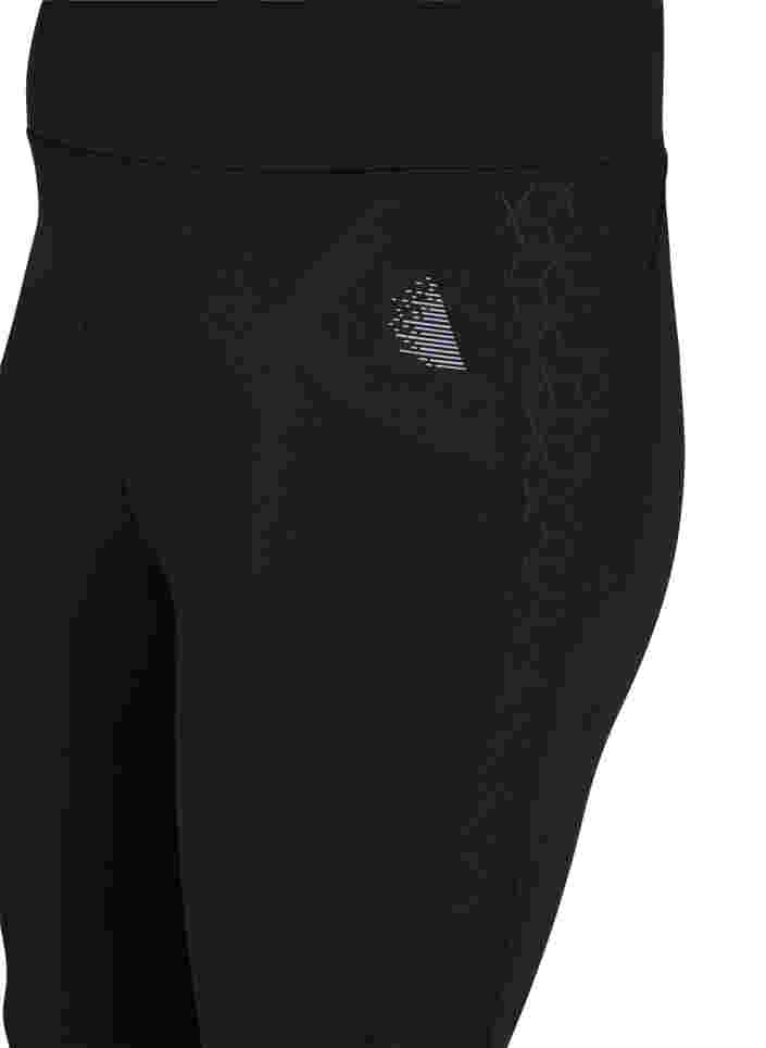 Cropped training leggings with back pocket, Black, Packshot image number 2