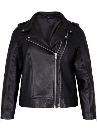 Leather jacket with zip, Black, Packshot image number 0