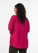 Blouse with smock cuffs and V-neck, Red, Model image number 2