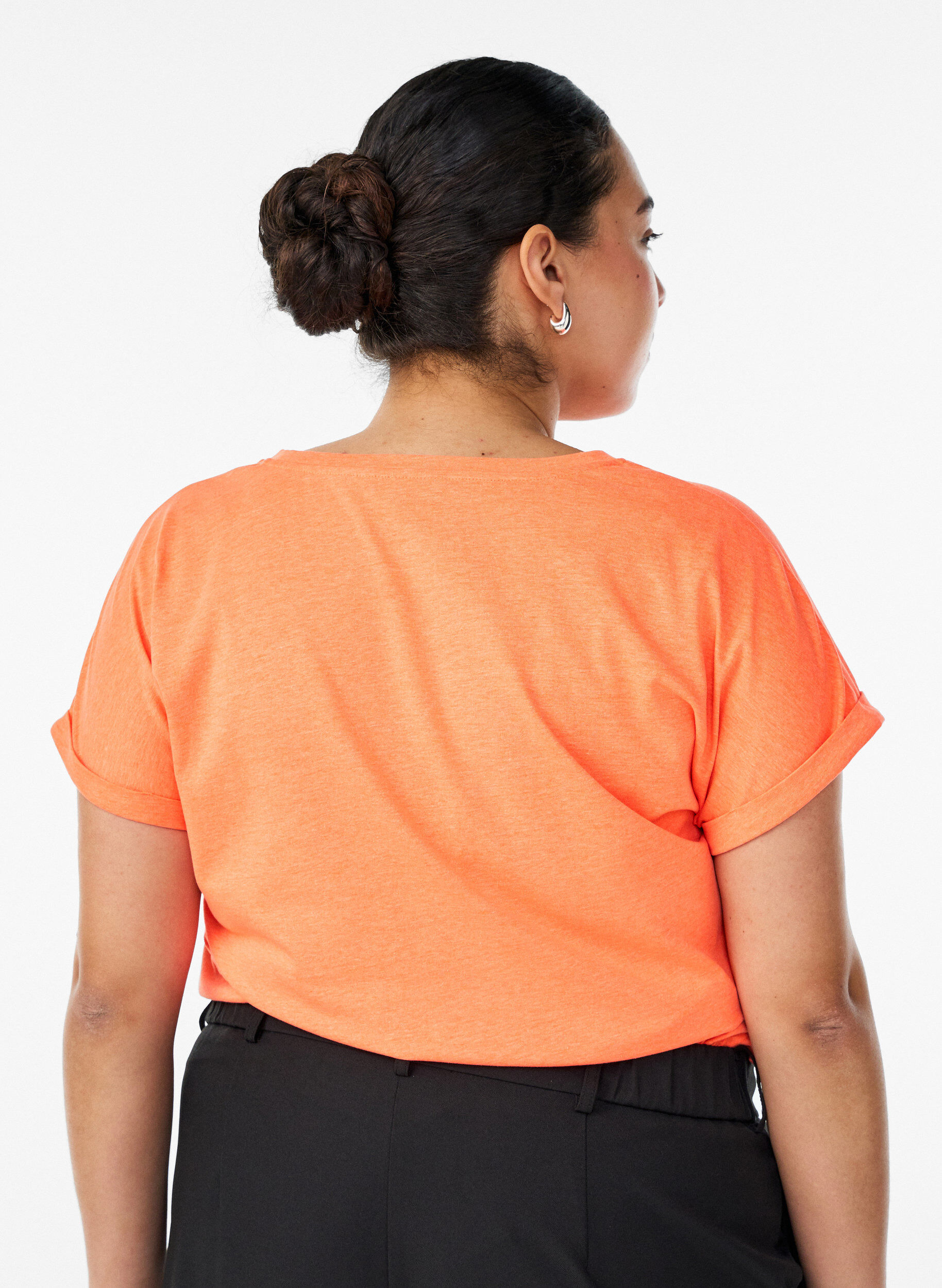 Zizzifashion Neon colored cotton t-shirt, Orange, Model image number 2