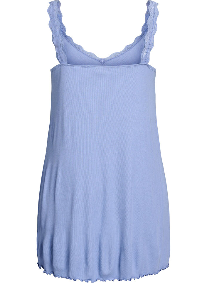 Nightgown with lace hem, Blue, Packshot image number 1