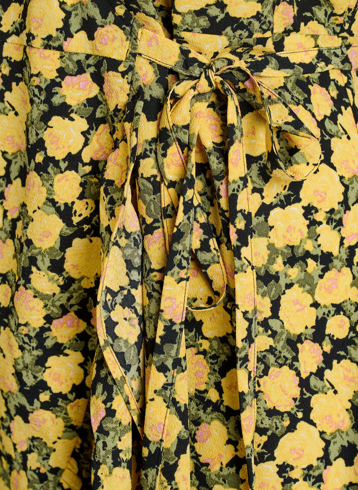 Floral wrap dress with short sleeves, Yellow, Packshot image number 3
