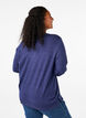 Long-sleeved knitted blouse with slit, Blue, Model image number 2