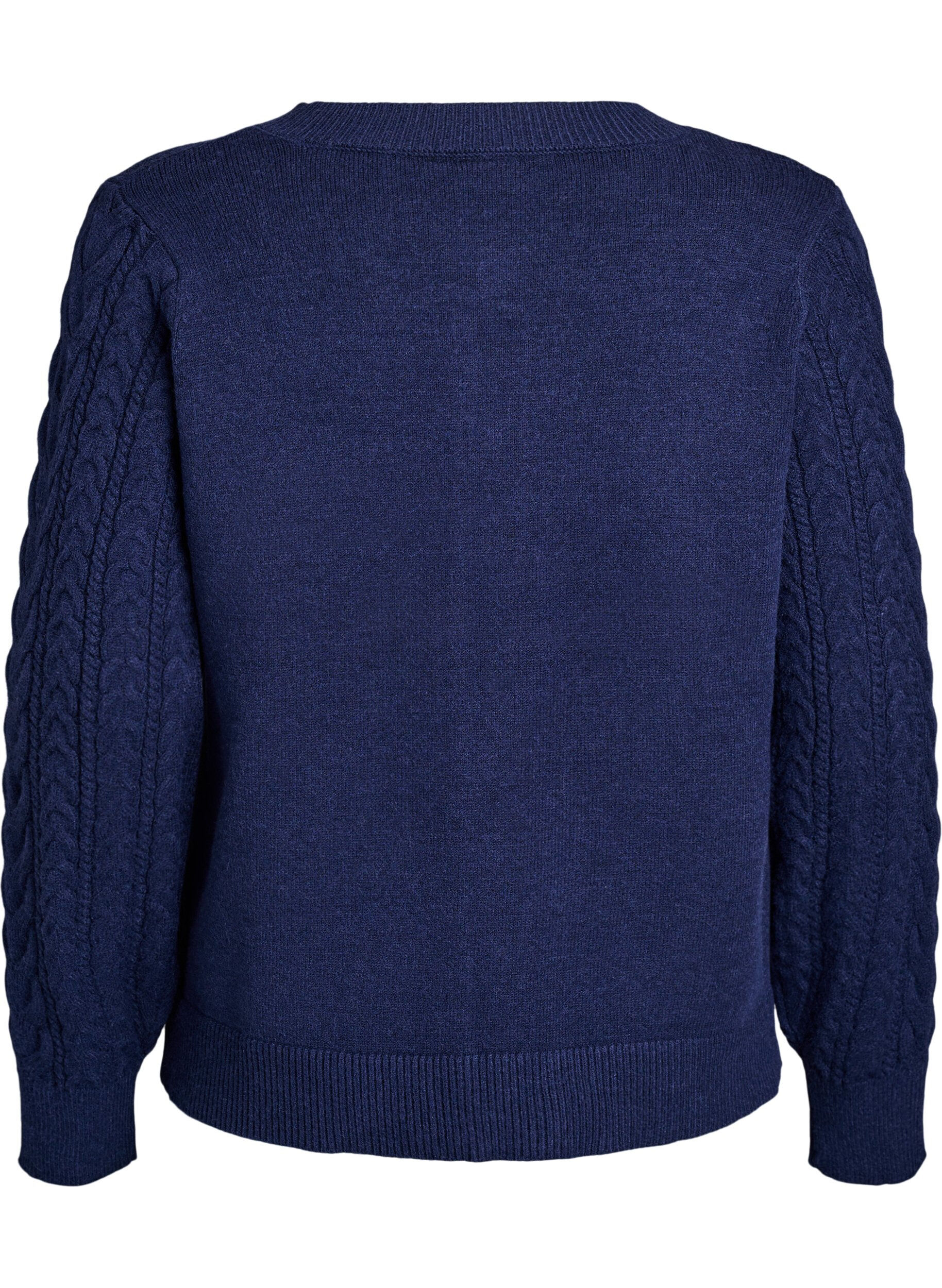 Zizzifashion Cardigan with cable-knit sleeves, Blue, Packshot image number 1