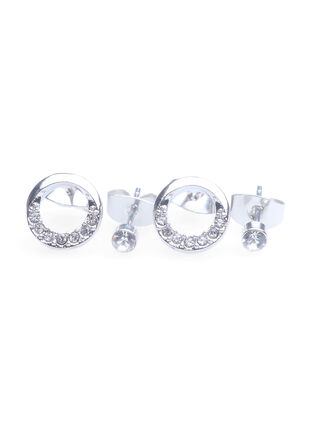 Earrings, 2 pairs, Silver, Packshot image number 1
