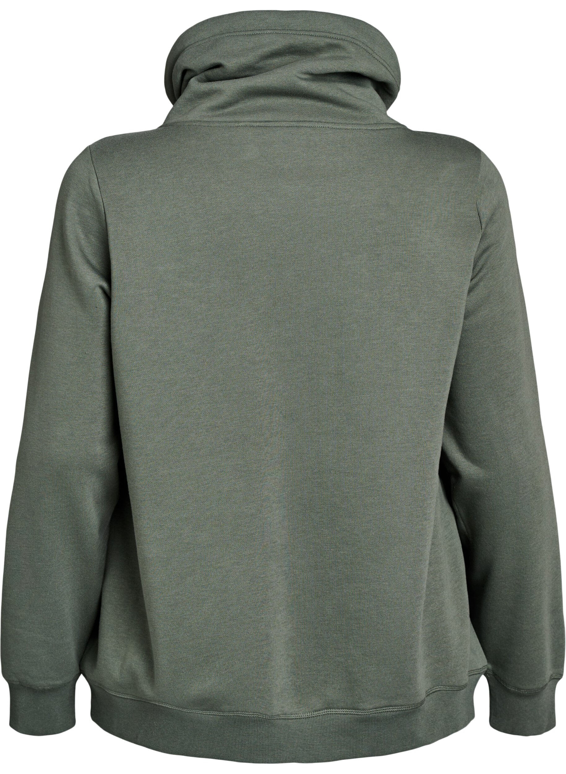 Zizzifashion Sweatshirt with high collar and pockets, Green, Packshot image number 1