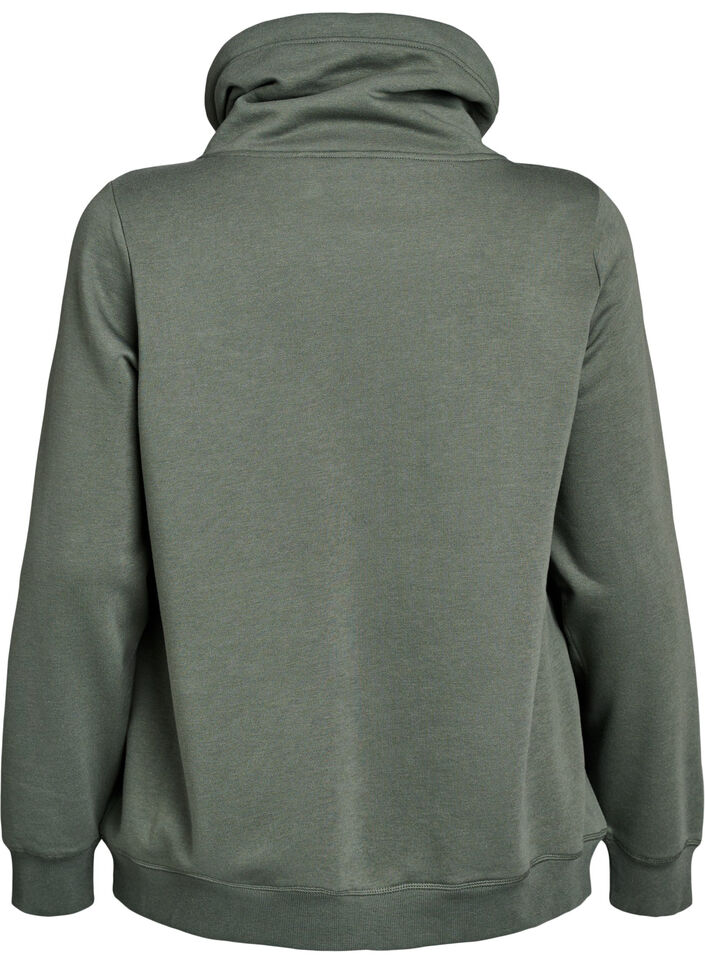 Sweatshirt with high collar and pockets, Green, Packshot image number 1