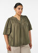 Viscose blouse with pintucks and balloon effect, Green, Model image number 0