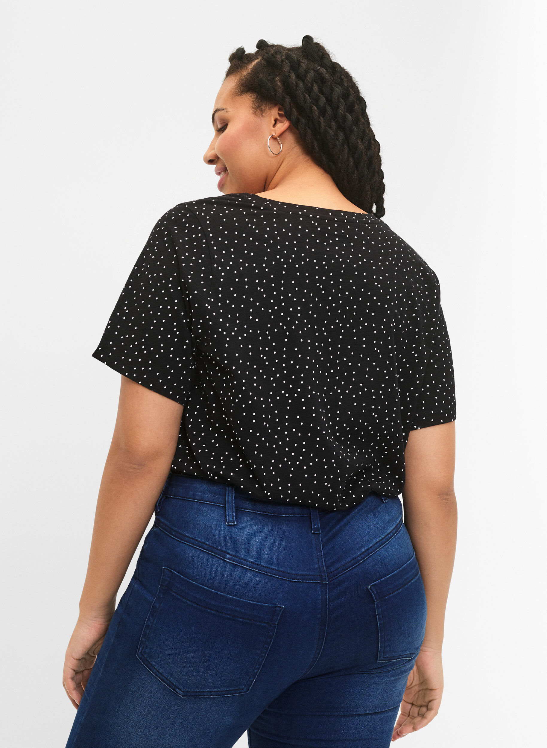 Zizzifashion Organic cotton T-shirt with dots, Black, Model image number 2