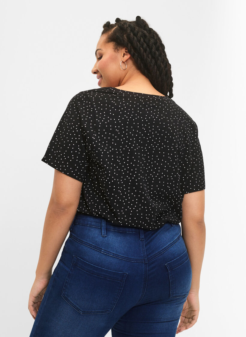 Organic cotton T-shirt with dots	, Black, Model image number 2