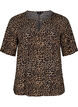Short sleeve viscose Blouse with print, Brown, Packshot image number 0