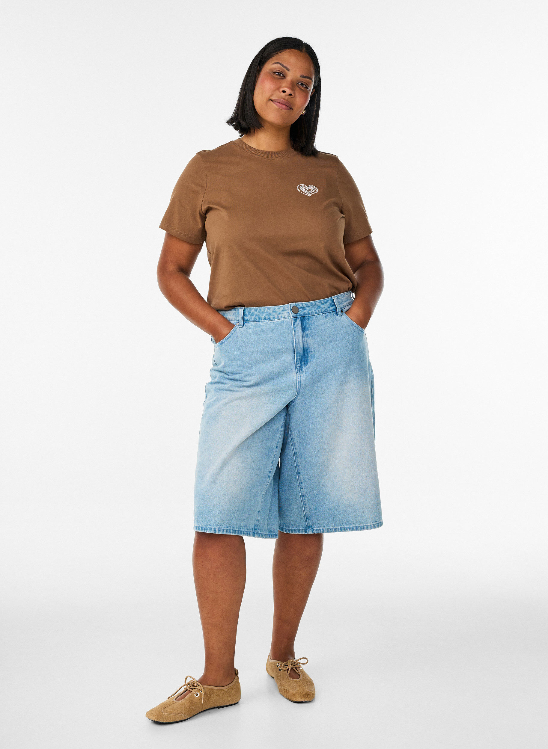 ZizzifashionCotton T-shirt with print, Brown, Model image number 1