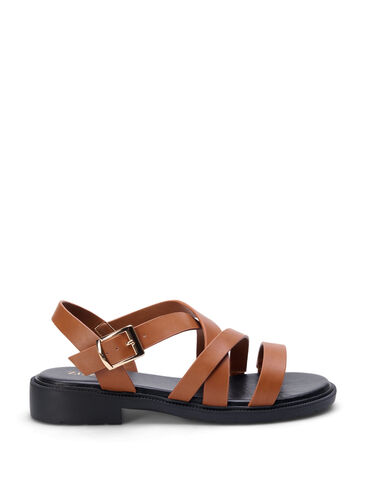 Leather summer sandal with a wide fit, Friar Brown, Packshot image number 0