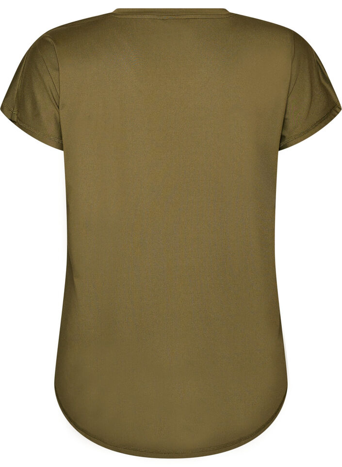 Short sleeve sport t-shirt with v-neck, Green, Packshot image number 1