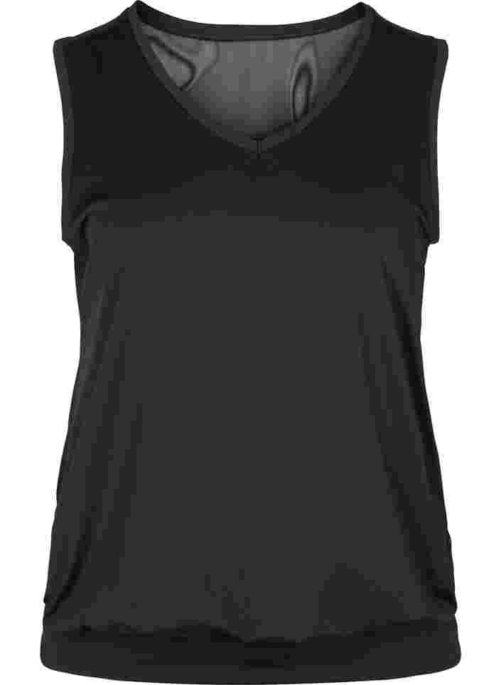 Workout top with elasticated bottom, Black, Packshot image number 0