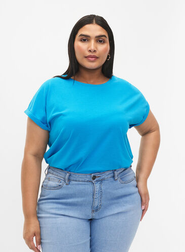 Short sleeved cotton blend t-shirt, Hawaiian Ocean, Model image number 0