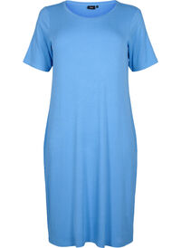 Short-sleeved midi dress in viscose rib quality