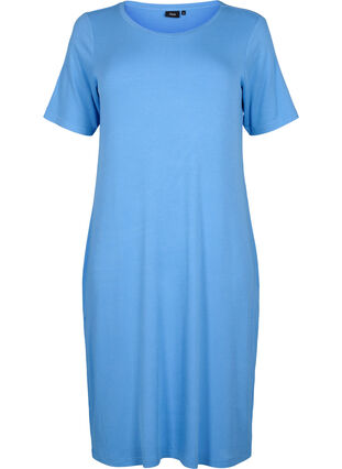 Short-sleeved midi dress in viscose rib quality, Marina, Packshot image number 0