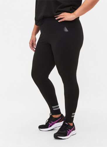 Workout leggings with reflex and inner fleece - Black - Sz. 42-60