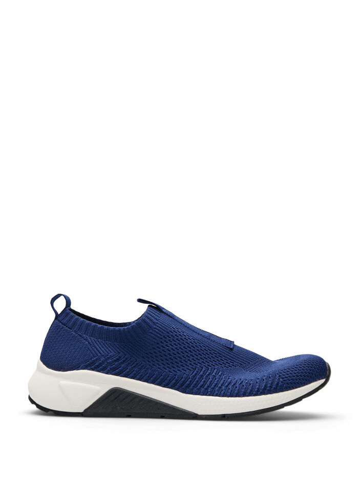 Sneakers in stretchy knit material, Blue, Packshot image number 0
