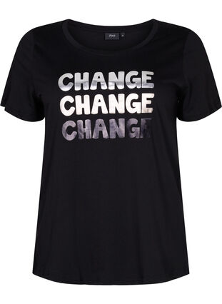 Short-sleeved cotton t-shirt, Black Change, Packshot image number 0