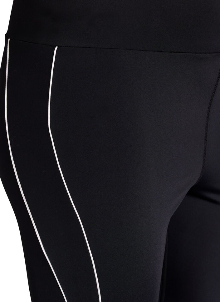 7/8-length training tights with sporty contrast piping, Black, Packshot image number 2