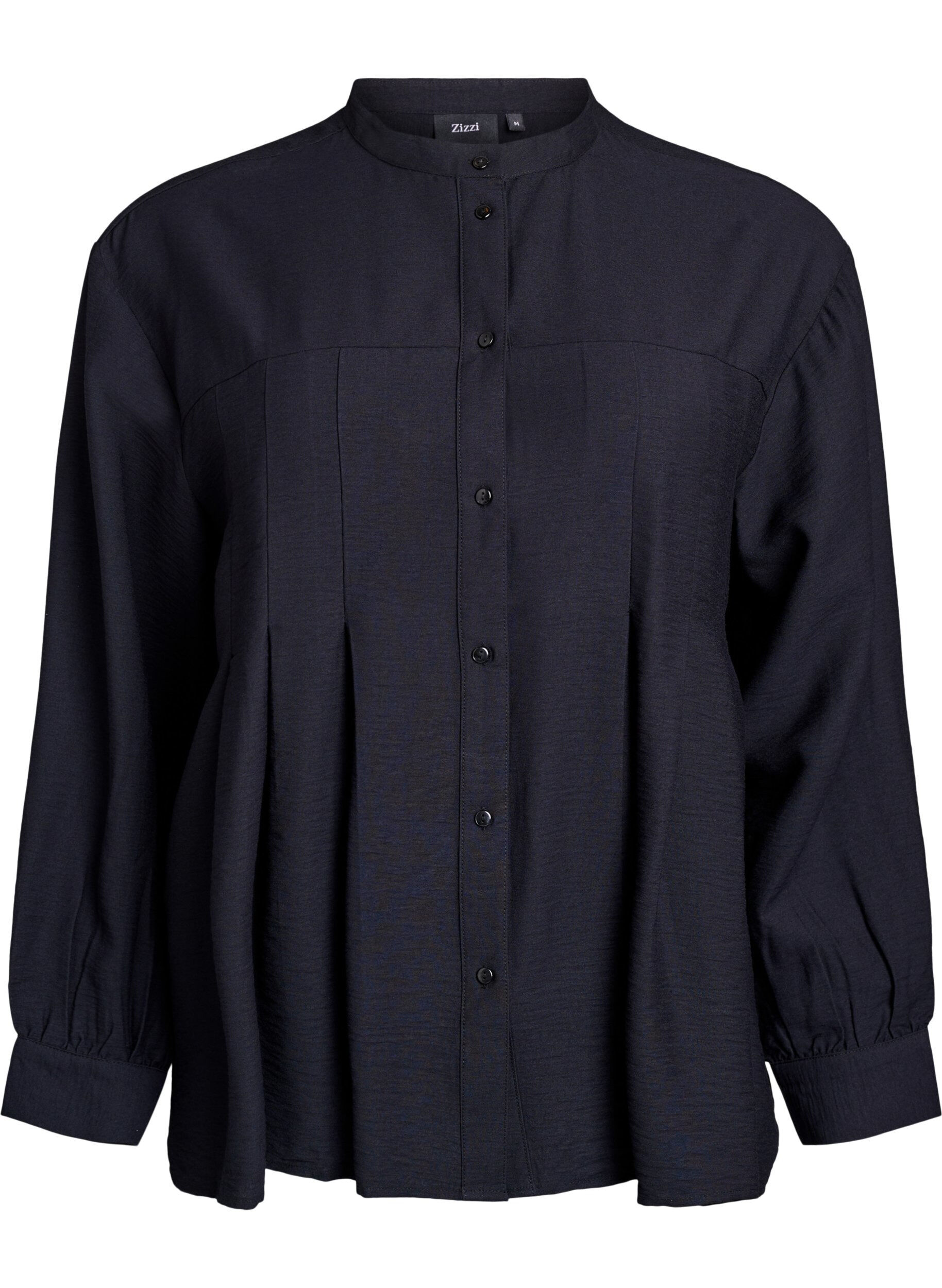 Zizzifashion Viscose shirt with A-line shape, Black, Packshot image number 0