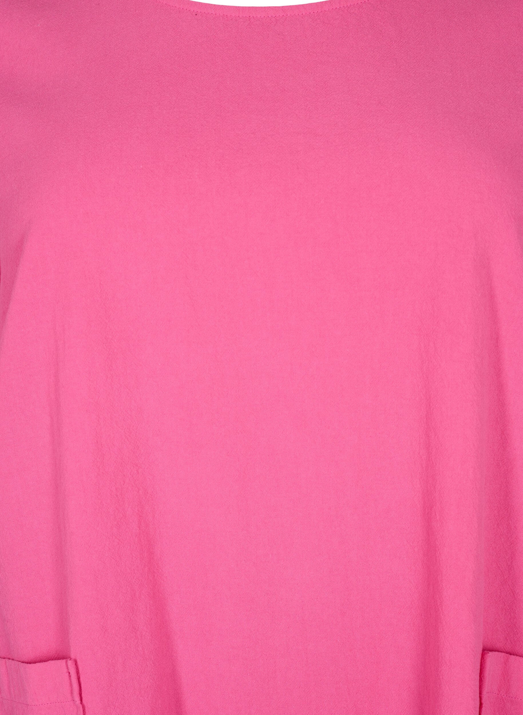 Zizzifashion FLASH - Short sleeved tunic in cotton, Raspberry Rose, Packshot image number 2