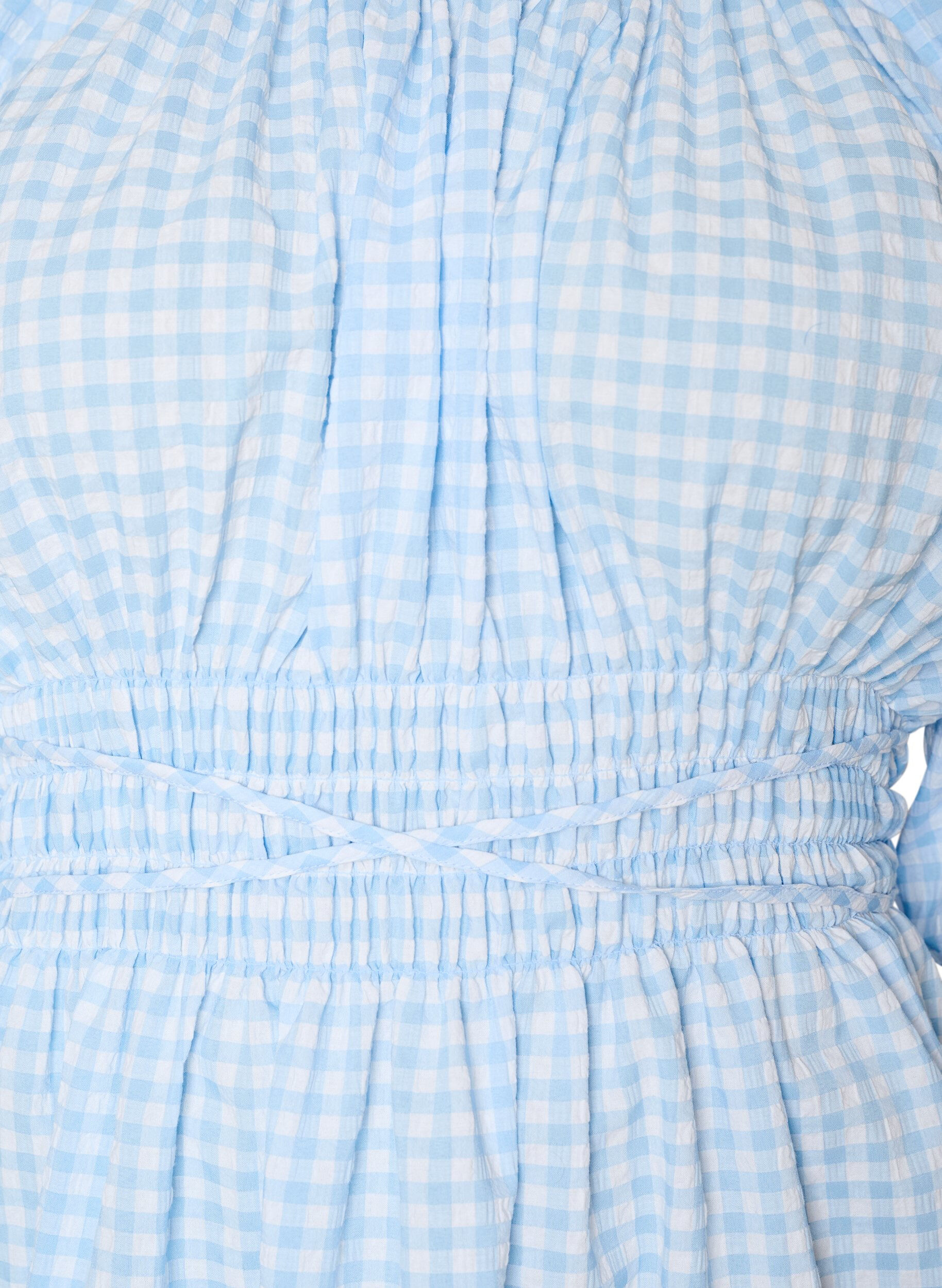 ZizzifashionShort small check dress with balloon sleeves, Light Blue, Packshot image number 2
