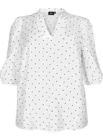 	 Dotted blouse with 3/4 sleeves in viscose material