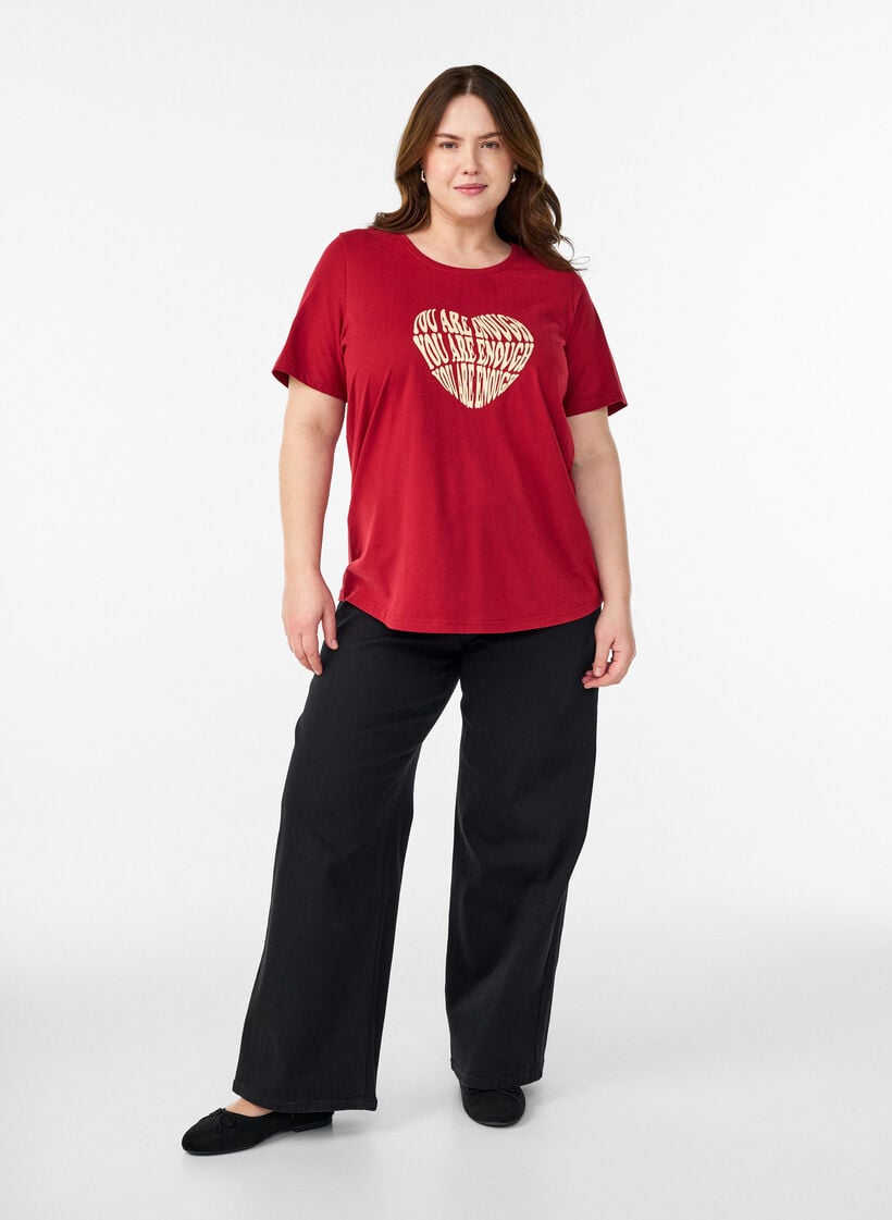 T-shirt with motif, Red, Model image number 1
