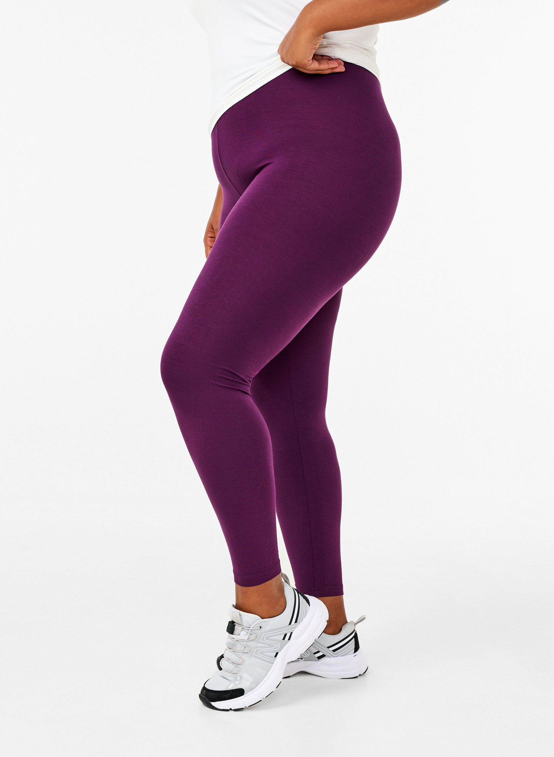 Zizzifashion Basic leggings in viscose, Purple, Model image number 0