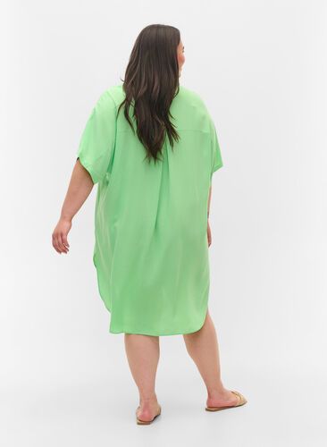 Long viscose shirt with 2/4 sleeves, Summer Green, Model image number 1