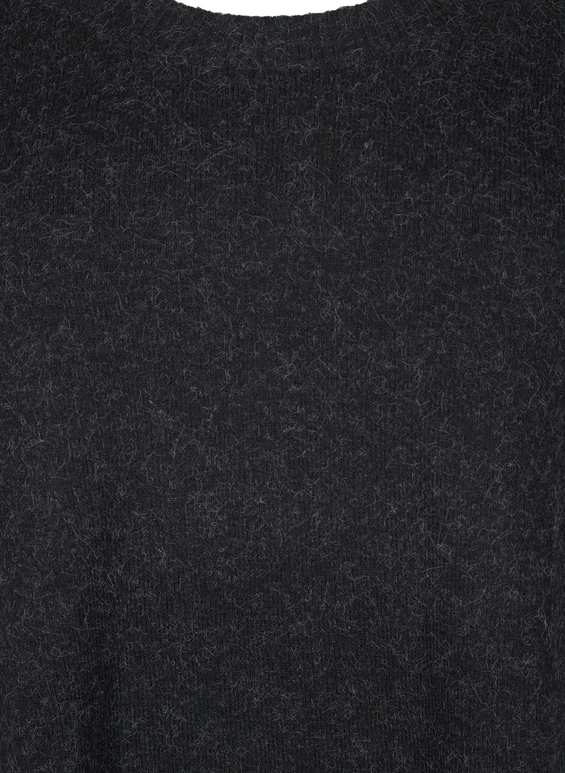 Zizzifashion Knitted blouse with bead details, Dark Grey Melange, Packshot image number 2