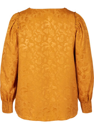 Blouse with puff sleeves and a V-neckline, Cathay Spice, Packshot image number 1