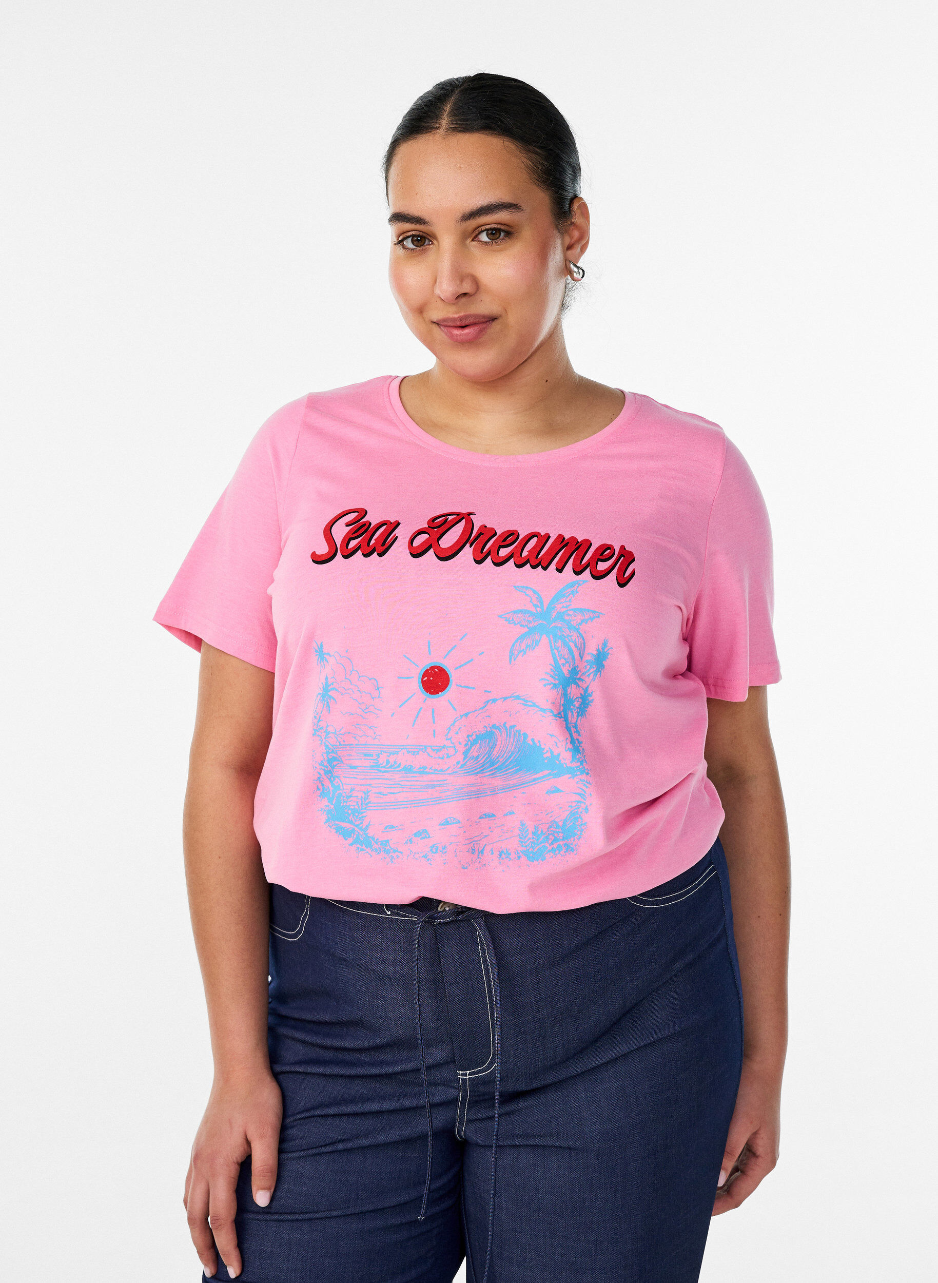 T-shirt with motif, Rose, Model