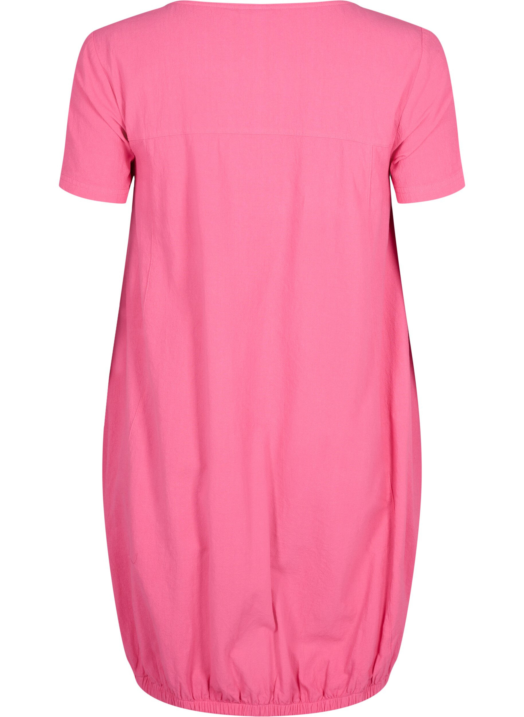 ZizzifashionShort sleeve cotton dress, Pink, Packshot image number 1