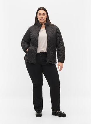 Quilted jacket with zip and pockets, Black, Model image number 2