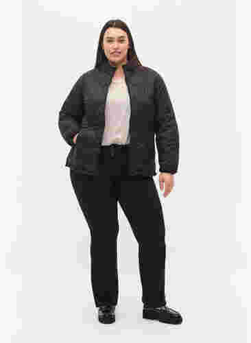 Quilted jacket with zip and pockets, Black, Model image number 2