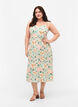 Floral viscose strap dress with smocking, Green Flower, Model image number 0