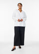Blouse with smock cuffs and V-neck, Vanilla, Model image number 1