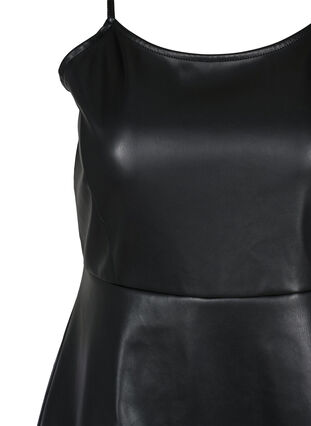 Faux leather a-line dress, Black, Packshot image number 2
