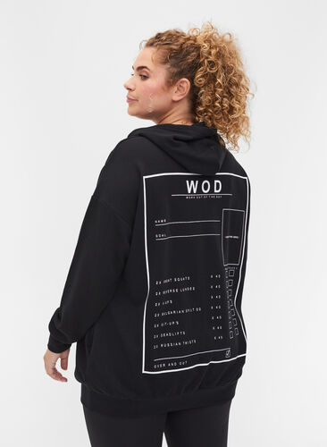 Cardigan with a hood and print, Black WOD, Model image number 1