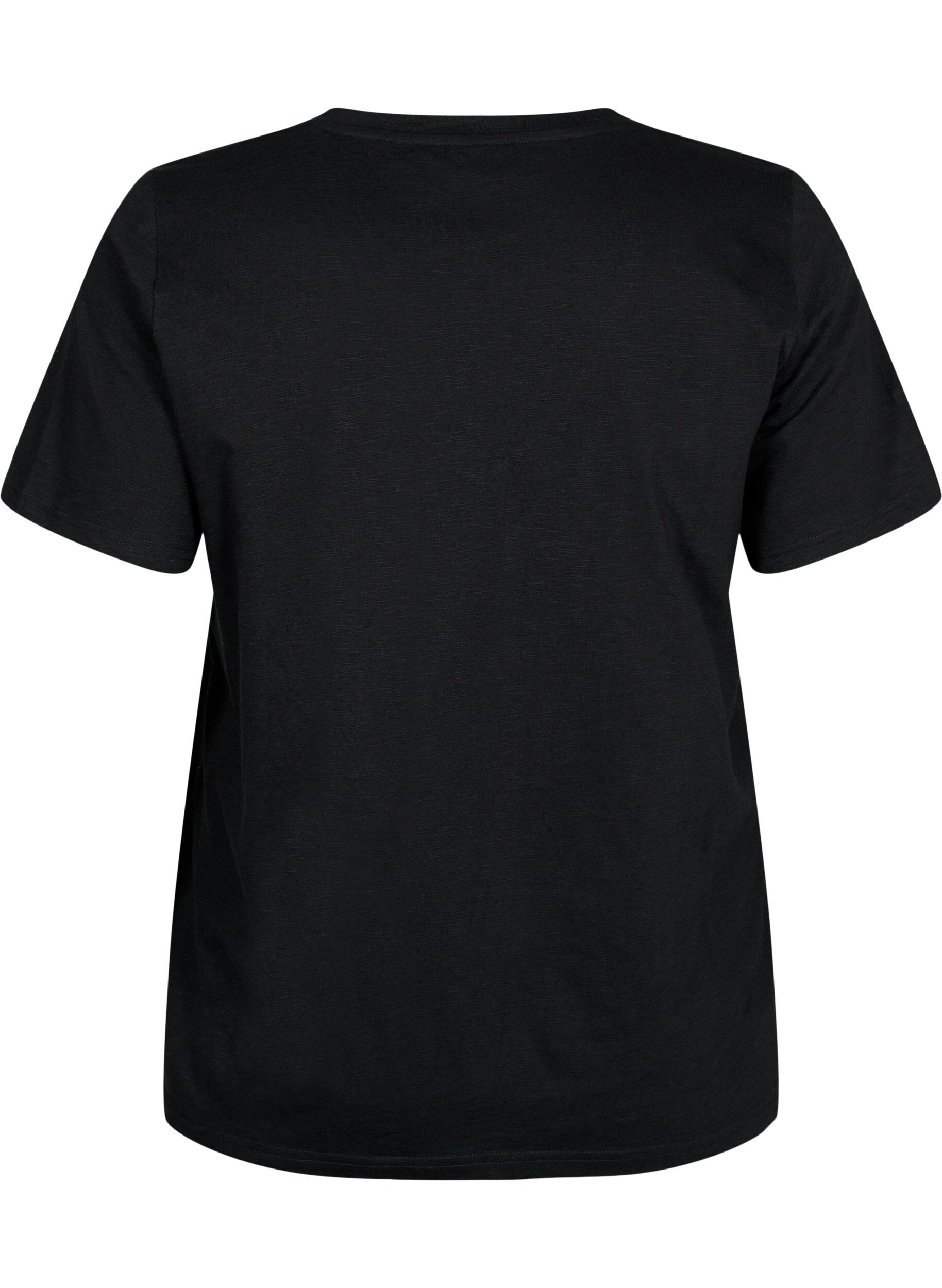 ZizzifashionShort-sleeved basic t-shirt with v-neck, Black, Packshot image number 1