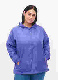 Short jacket with hood and adjustable bottom, Purple Opulence, Model