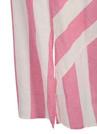 Short-sleeved cotton shirt dress with stripes, Magenta Stripe, Packshot image number 3