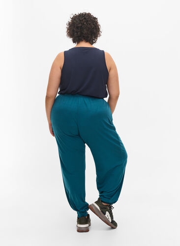 Loose trousers with pockets, Deep Teal Mel., Model image number 1