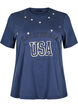 T-shirt with eyelets and print, Navy Washed , Packshot image number 0